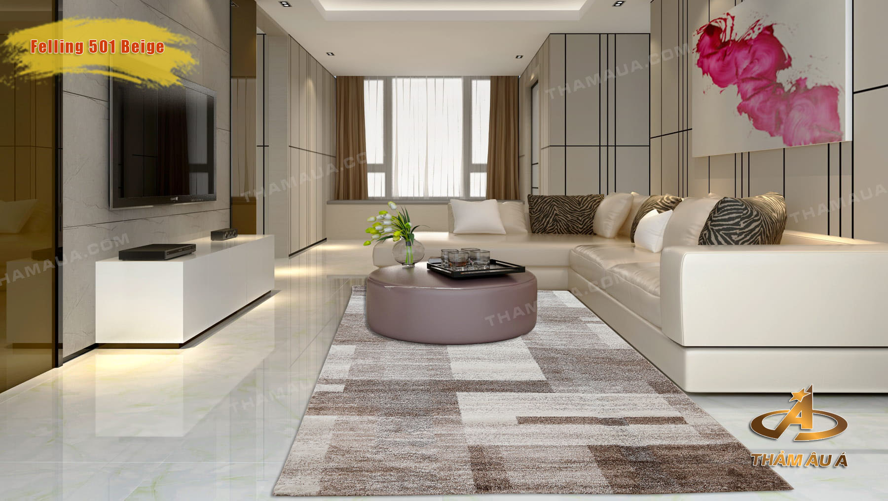Thảm phòng khách cao cấp Felling 501 Beige