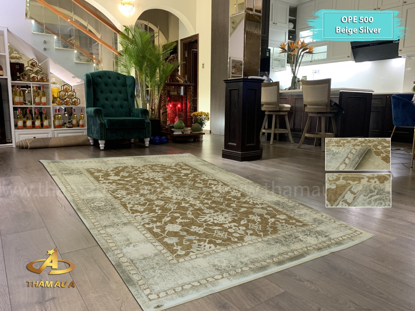 Thảm Trang Trí Opera 500 Beige Silver New