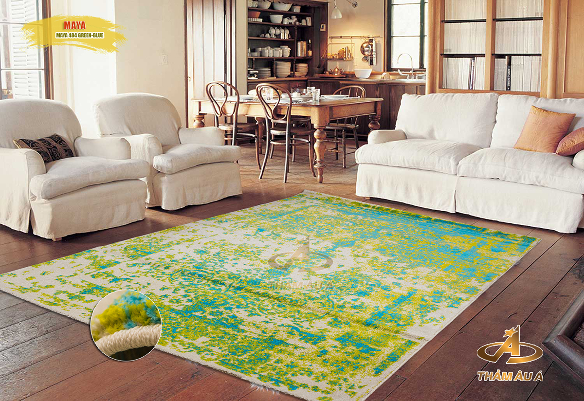 Thảm trang trí nhập khẩu MAYA 484 GREEN-BLUE