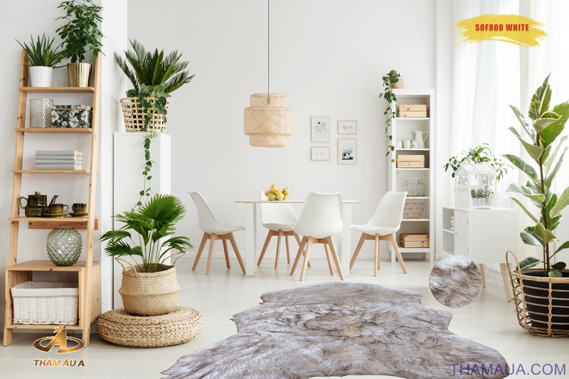 Thảm trang trí lông xù SOFTA 800 WHITE