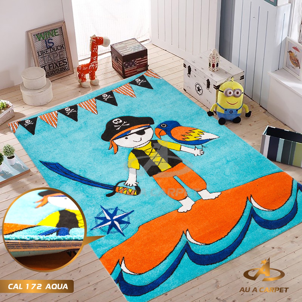 Thảm Trang Trí Cho Bé California 172 Aqua
